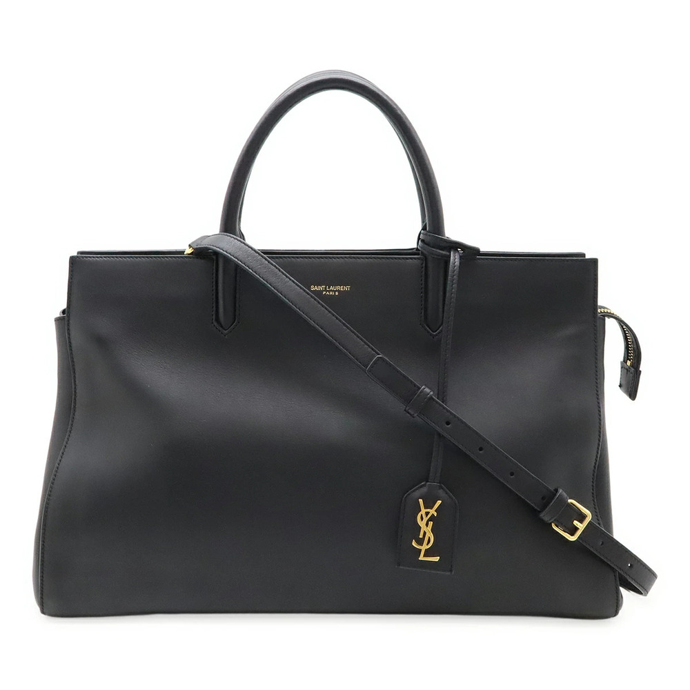 SAINT LAURENT PARIS YSL Yves Cabas Rive Gauche 2way Shoulder Bag Leather Black